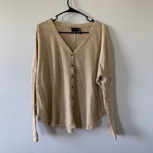 Tan front button sweater